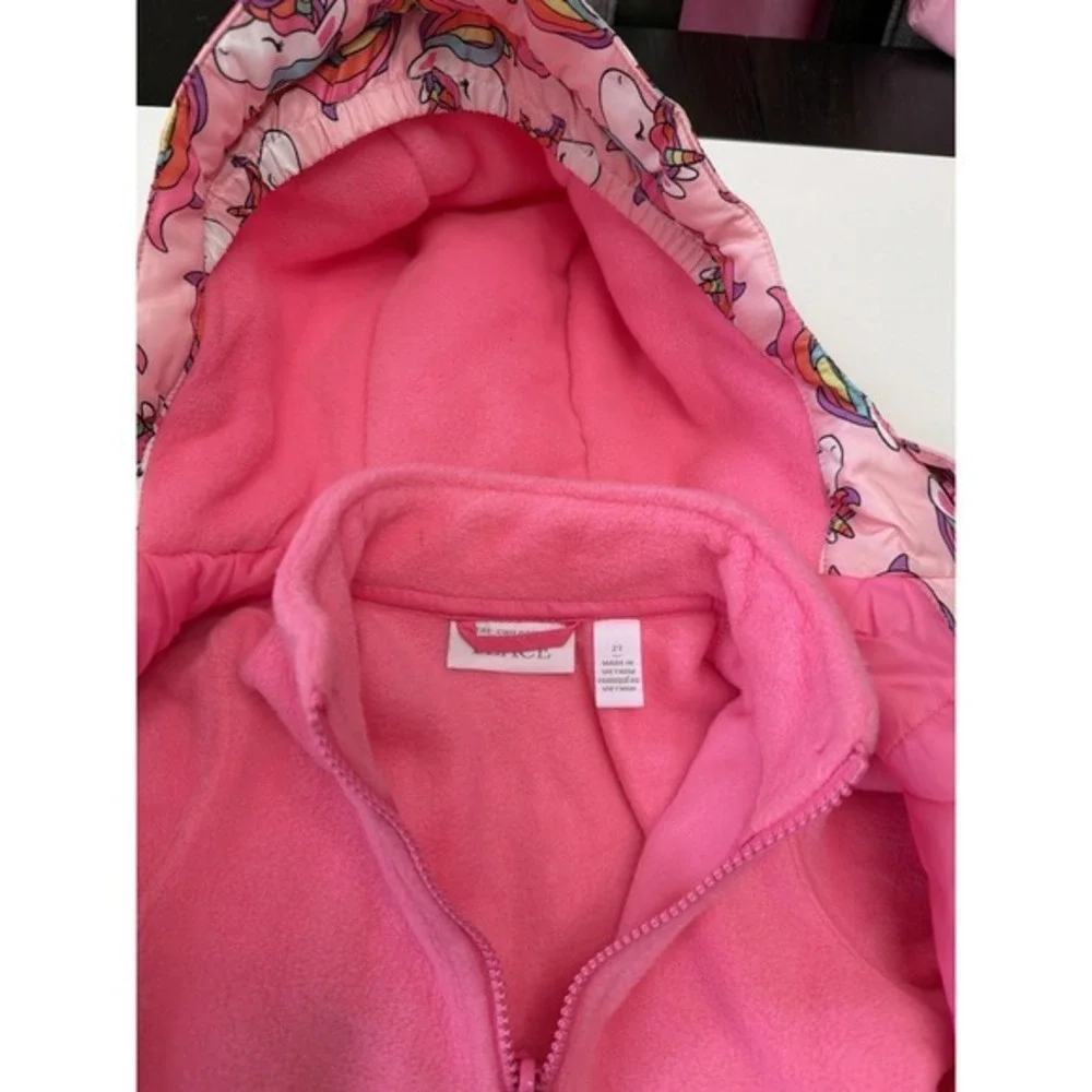The Children's Place Girls Unicorn 3-Piece Snowsuit Set Jacket/Fleece/Bibs. 3898